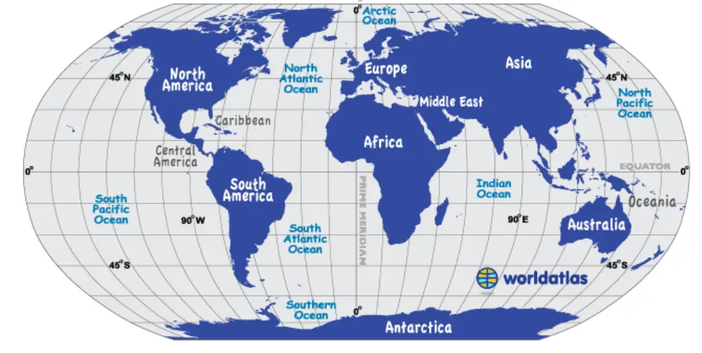 A world map from my social studies lesson.