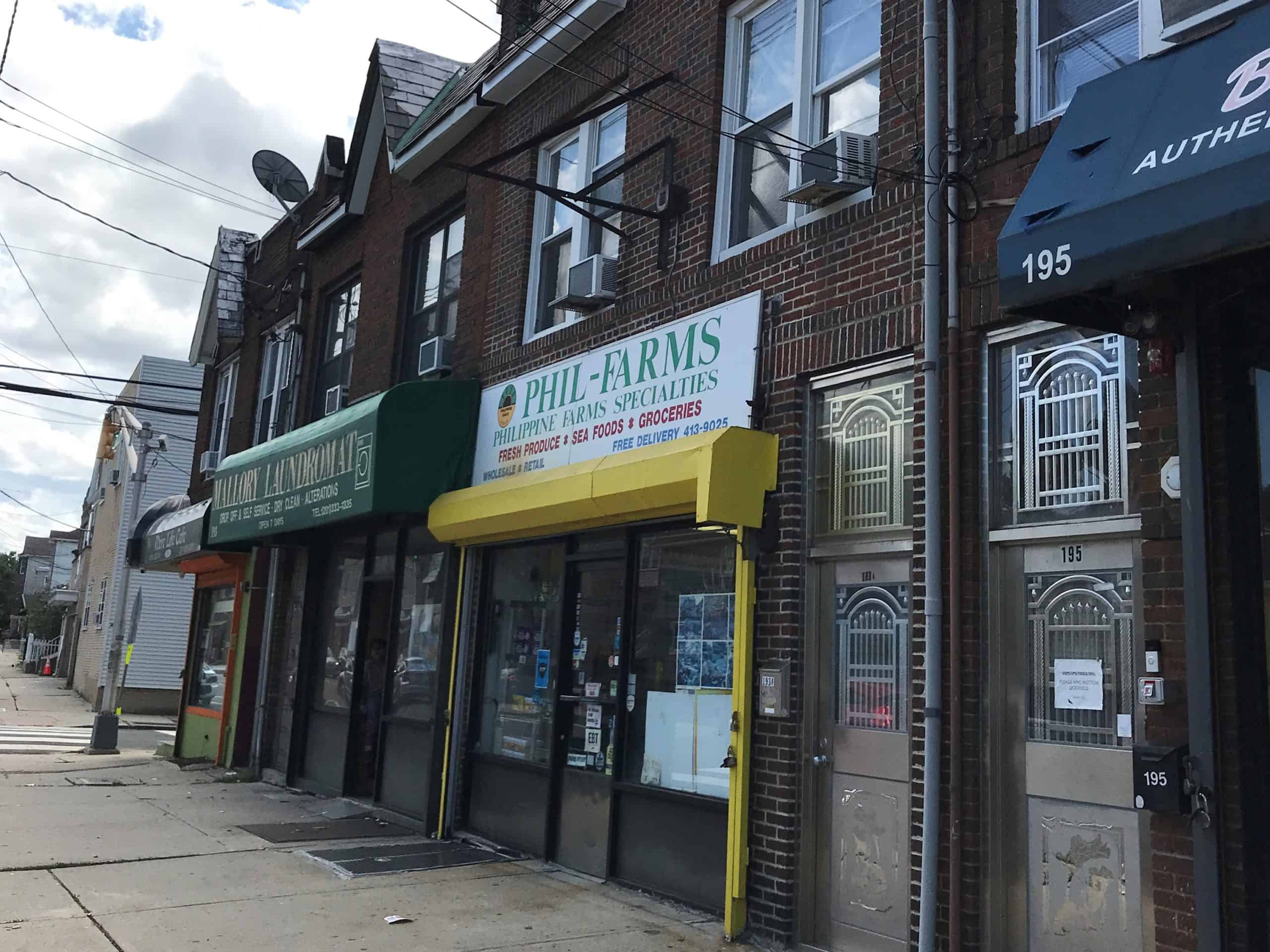 The Filipino grocer is a maroon bricked building on West Side Avenue, Jersey City, New Jersey, United States of America